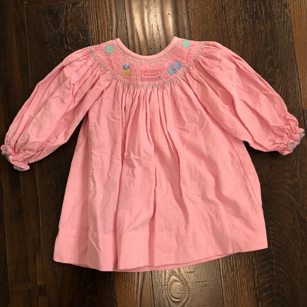 Smocked birthday dress Le Za Me 12m